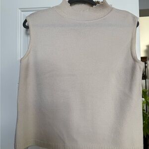 St. John Sport by Marie Gray Beige Sleeveless Turtleneck Sweater